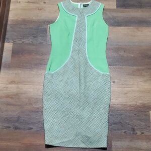 70s Style Douglas Hannant Green Sleeveless Crew Neck Sheath Dress for Cocktail